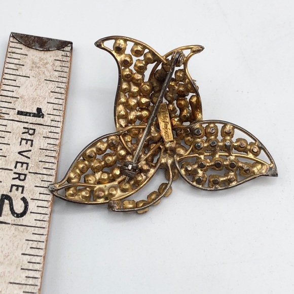 Vintage ADELE SIMPSON Rhinestone Flower Pin Brooch - Picture 6 of 6